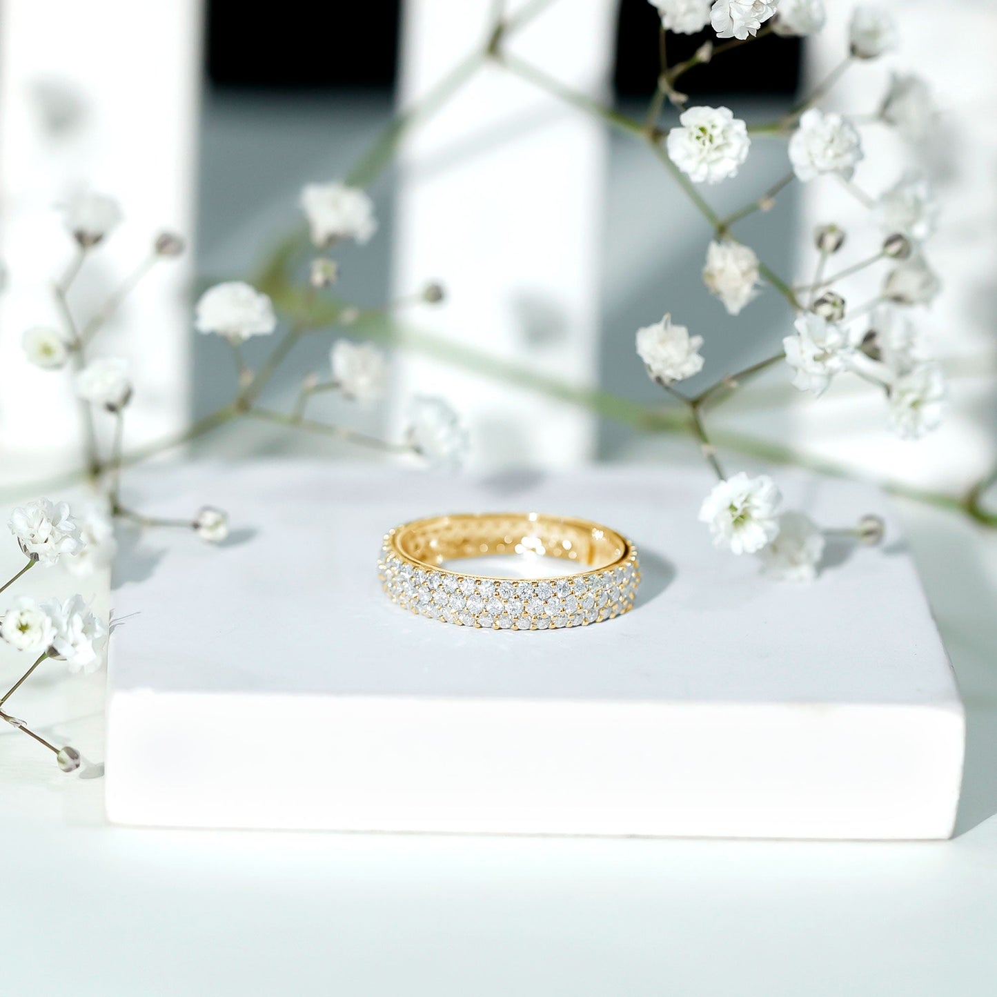 Lab Grown Diamond 3 Row Wedding Band For Women