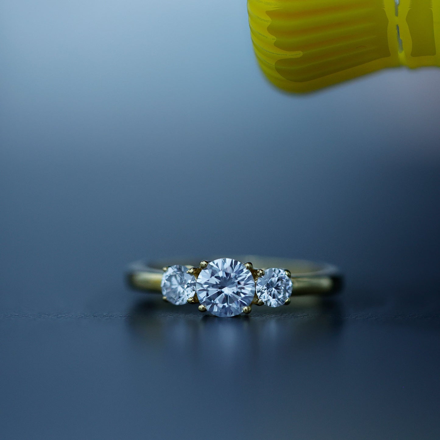 Round Cut Lab Grown Diamond 3 Stone Ring For Women