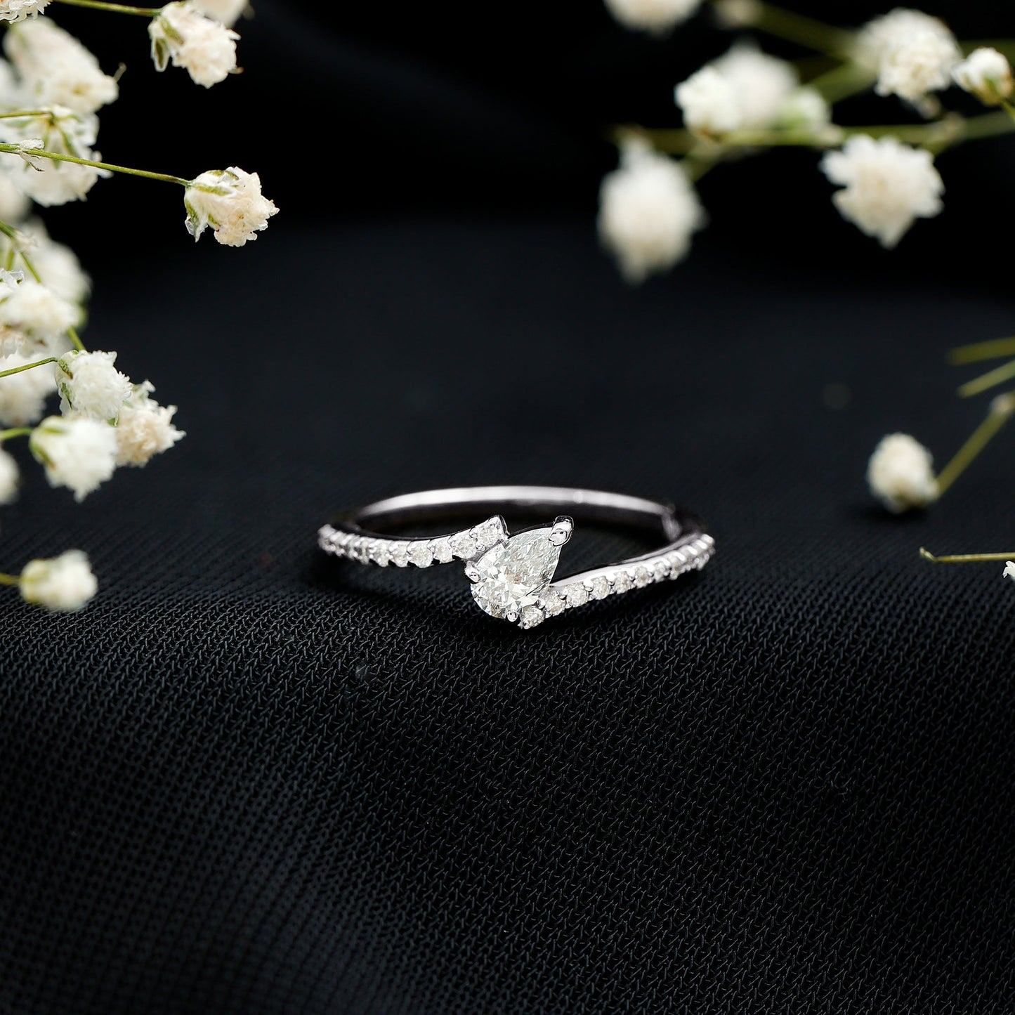 Pear Cut Lab Grown Diamond Bypass Promise Ring
