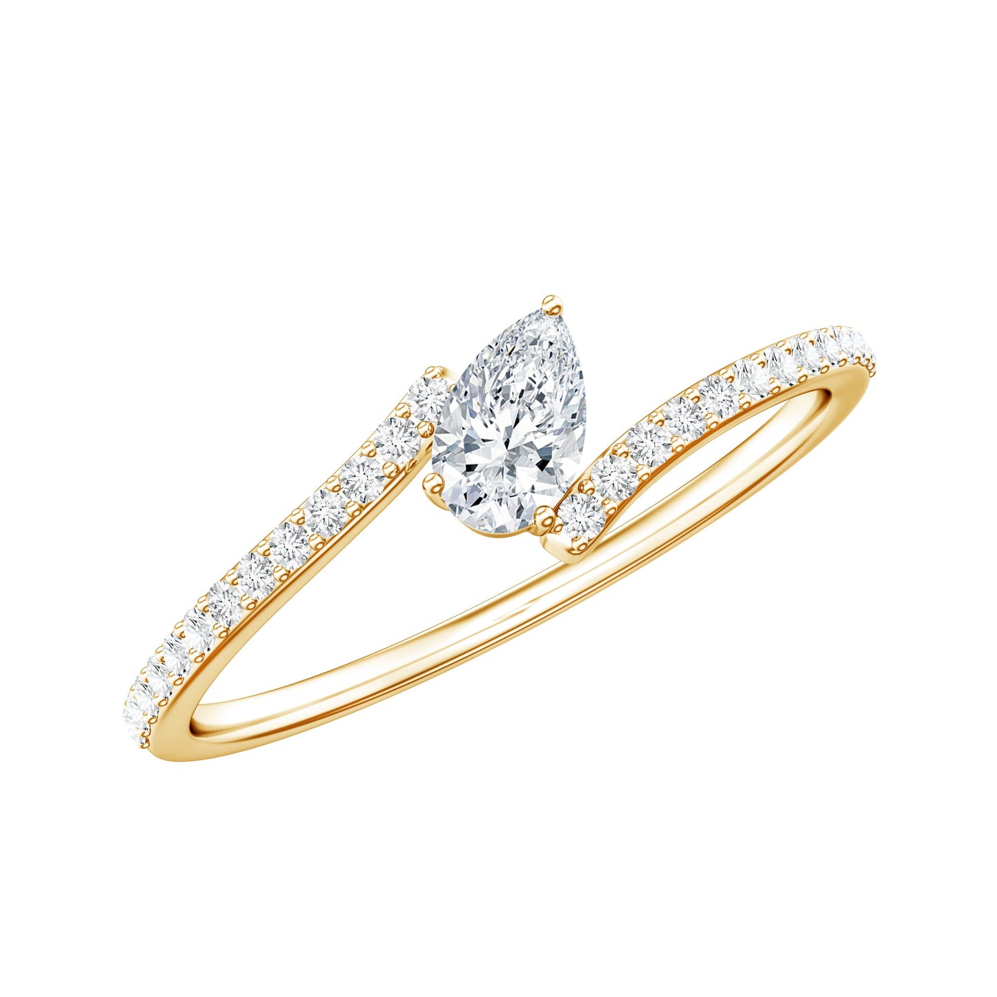 Pear Cut Lab Grown Diamond Bypass Promise Ring