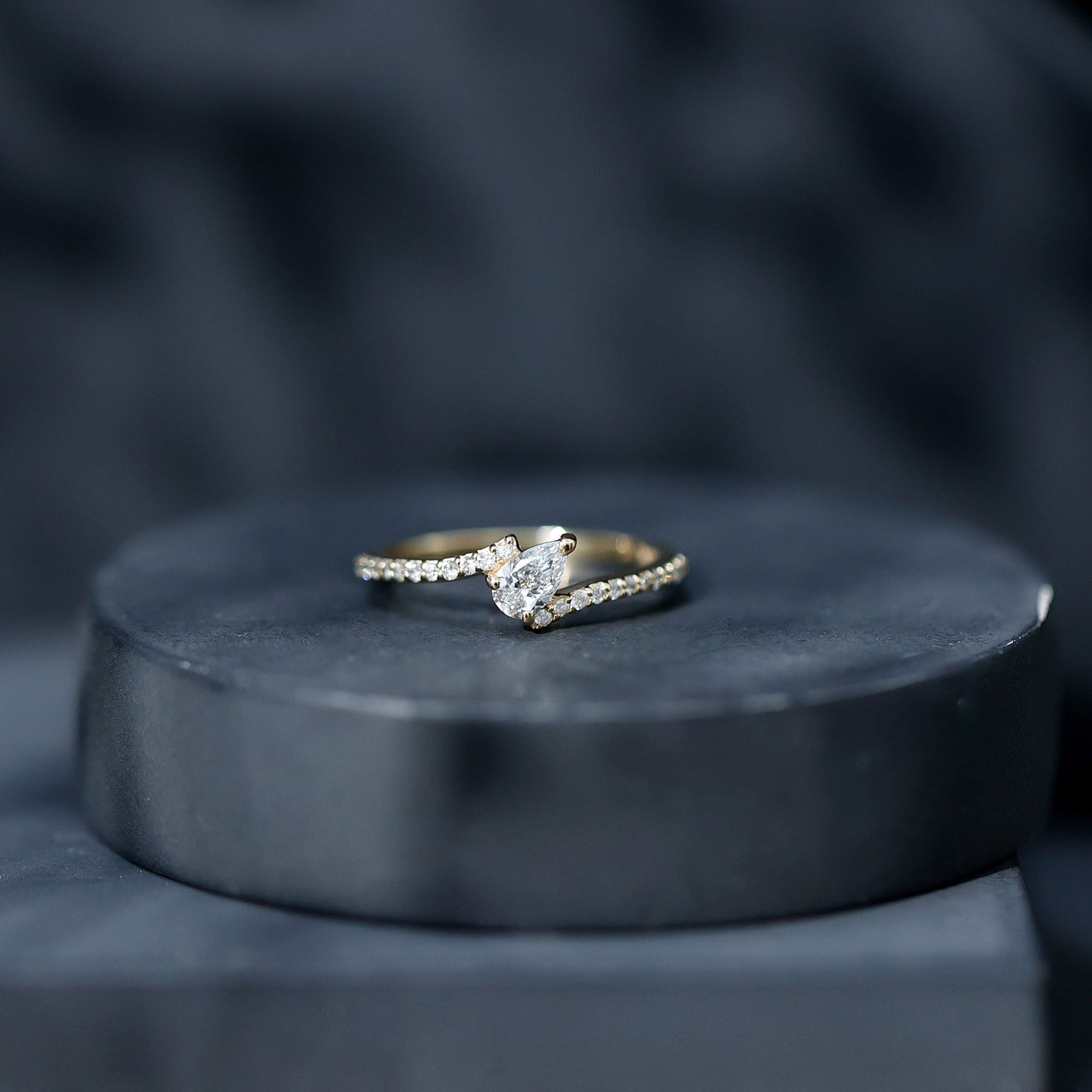Pear Cut Lab Grown Diamond Bypass Promise Ring