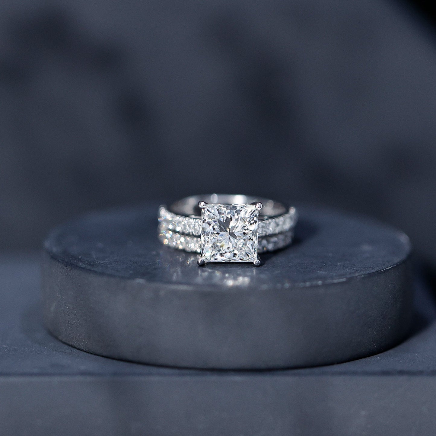 IGI Certified 2 Carat Lab Grown Diamond Princess Cut Bridal Ring Set