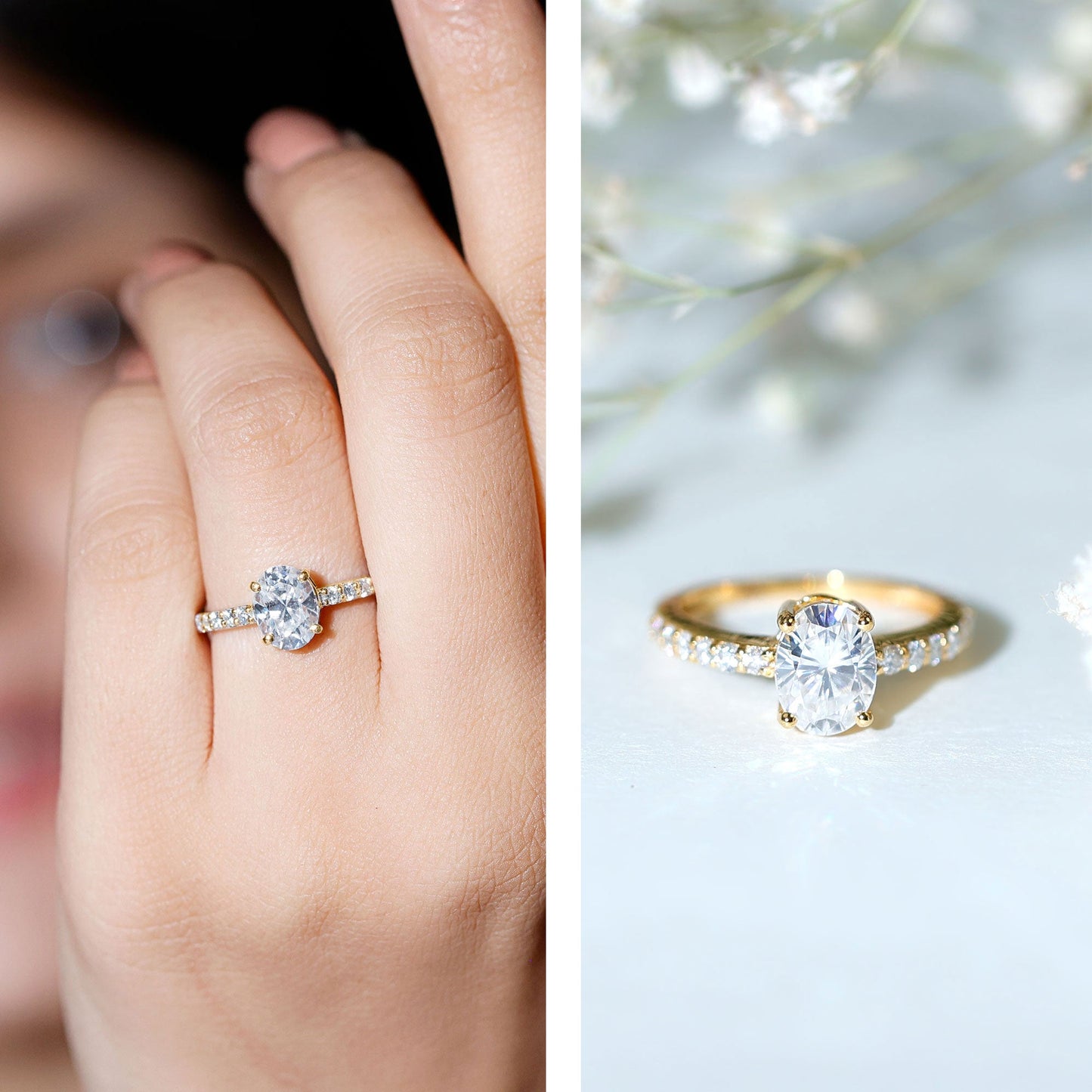 1 Carat Oval Shaped Lab Grown Diamond Engagement Ring with IGI Certificate