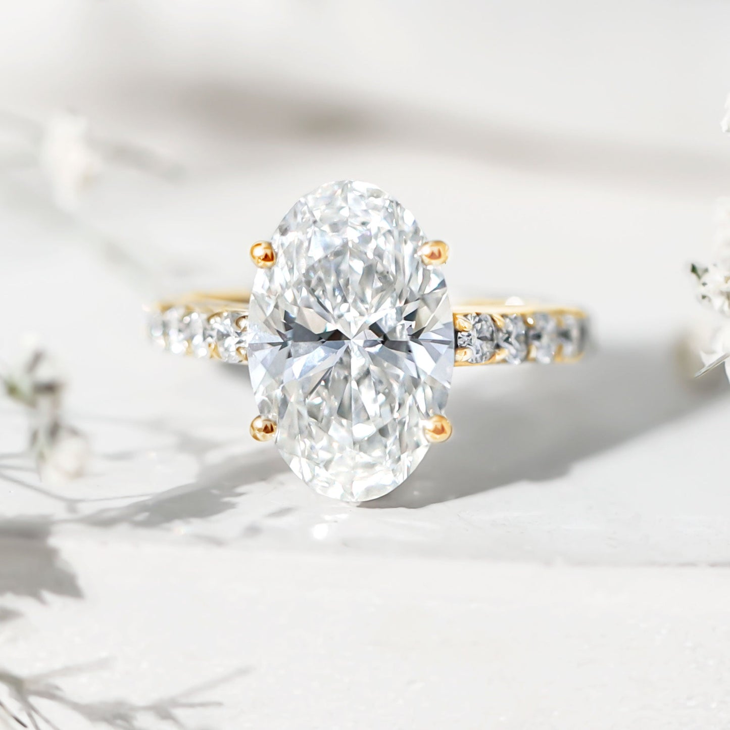 5 Carat Big Lab Grown Diamond Oval Engagement Ring with IGI Certificate