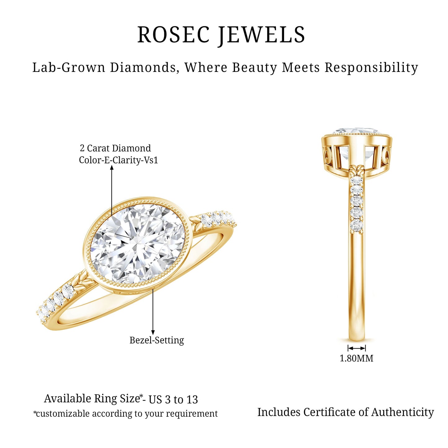 IGI Certified Lab Diamond Engagement Ring with 2 Carat Oval
