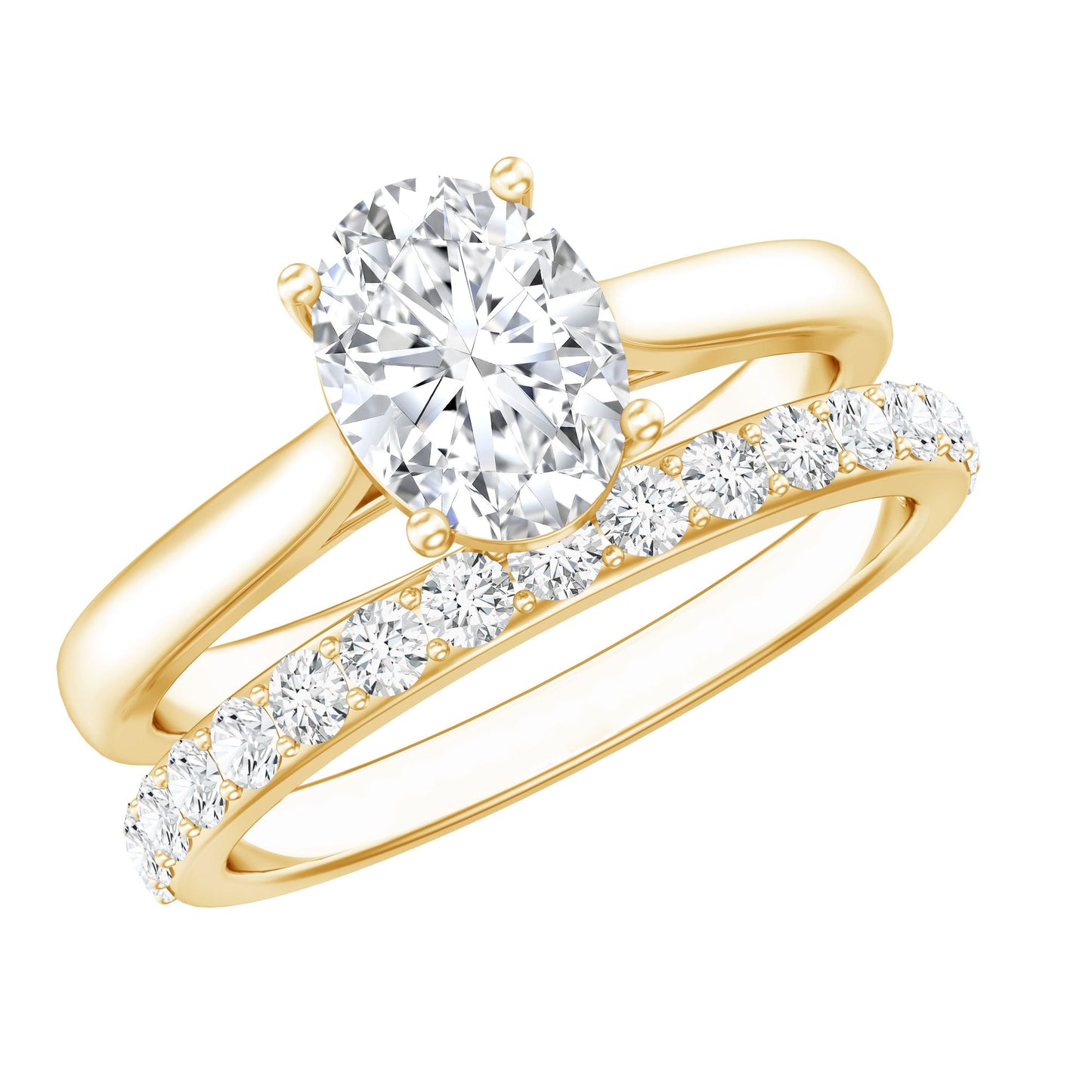 IGI Certified Lab Grown Diamond Oval Engagement Ring with Wedding Band