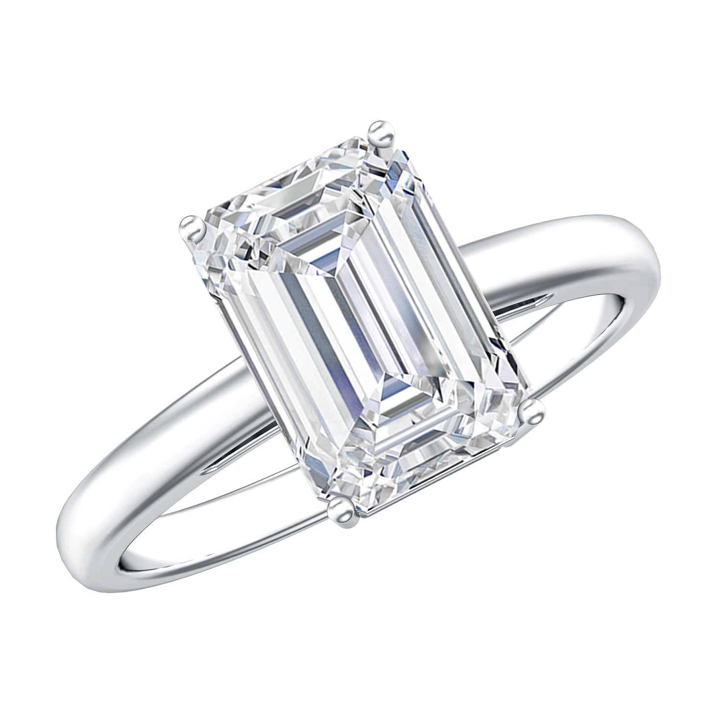 IGI Certified Emerald Cut Lab Grown Diamond 3 Carat Engagement Ring