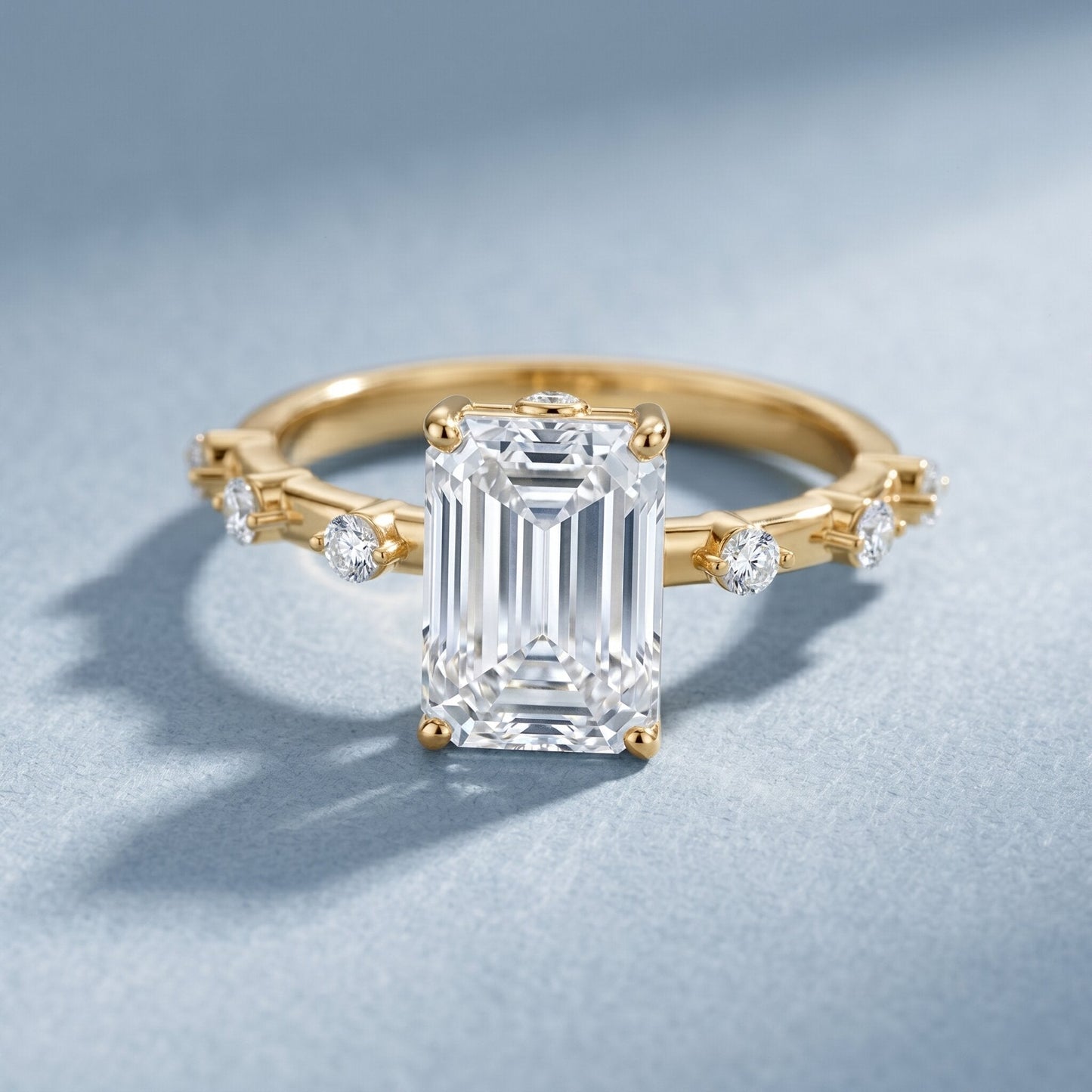 IGI Certified 3 Carat Emerald Cut Lab Grown Diamond Engagement Ring