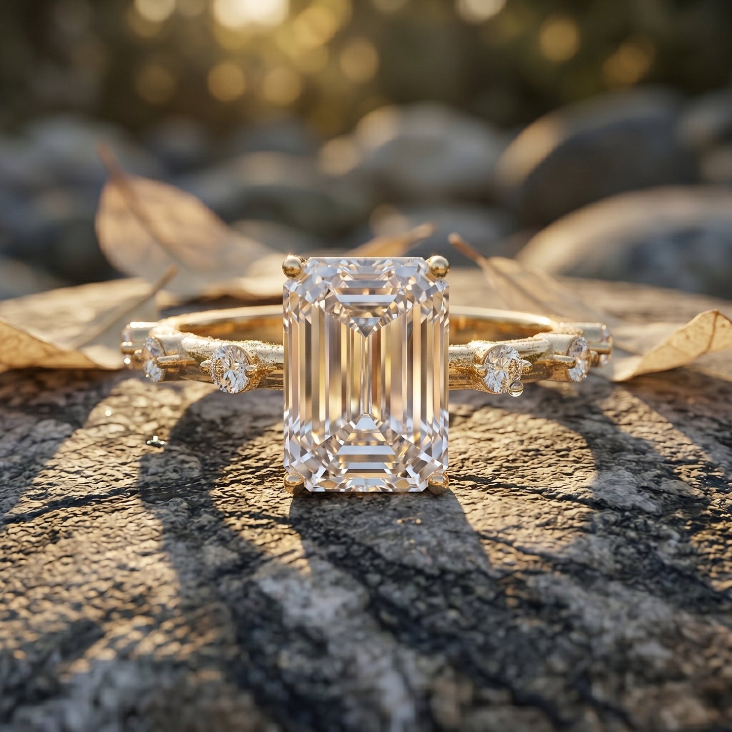 IGI Certified 3 Carat Emerald Cut Lab Grown Diamond Engagement Ring