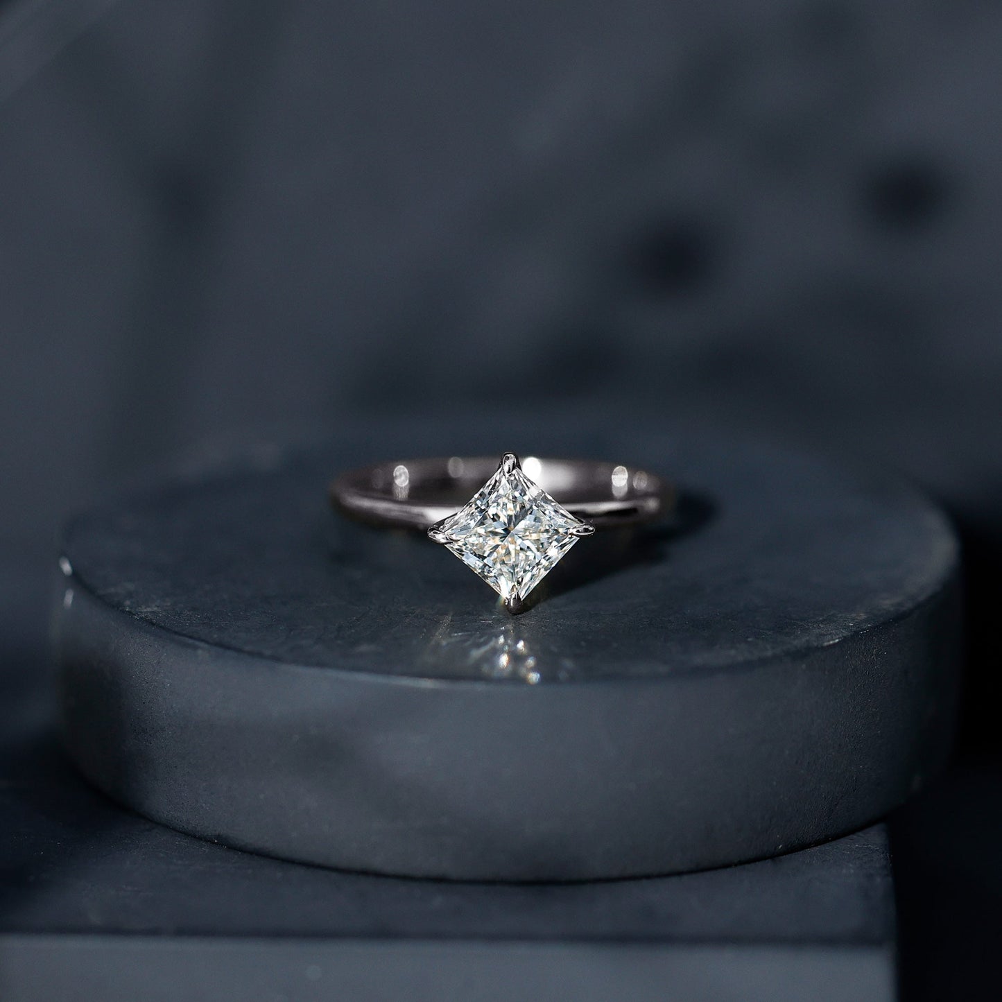 1 Carat Lab Created Diamond Princess Cut Engagement Ring IGI Certified