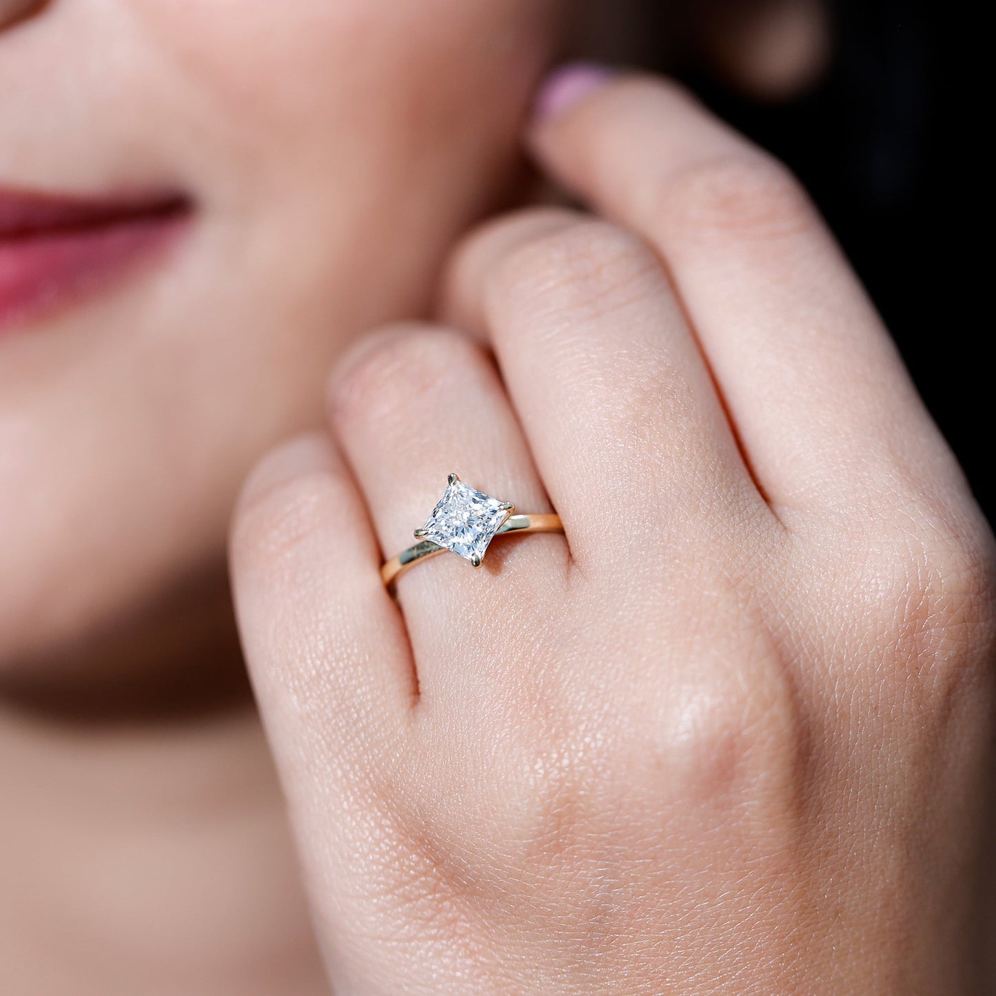 1 Carat Lab Created Diamond Princess Cut Engagement Ring IGI Certified