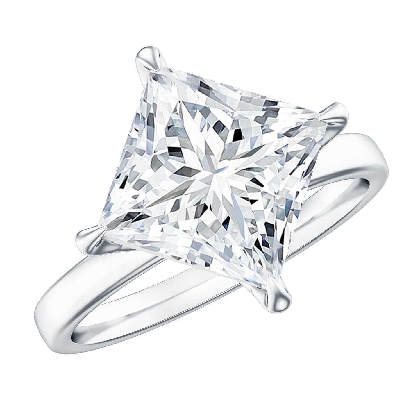 IGI Certified 4 Carat Princess Cut Lab Grown Diamond Engagement Ring