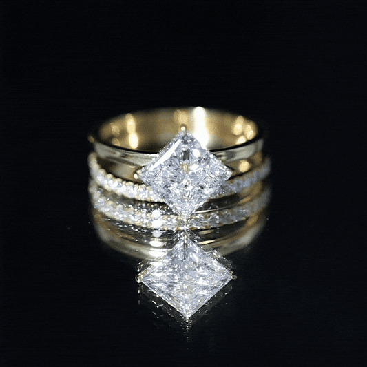 IGI Certified 2 Carat Lab Grown Diamond Princess Cut Bridal Ring Set for Her