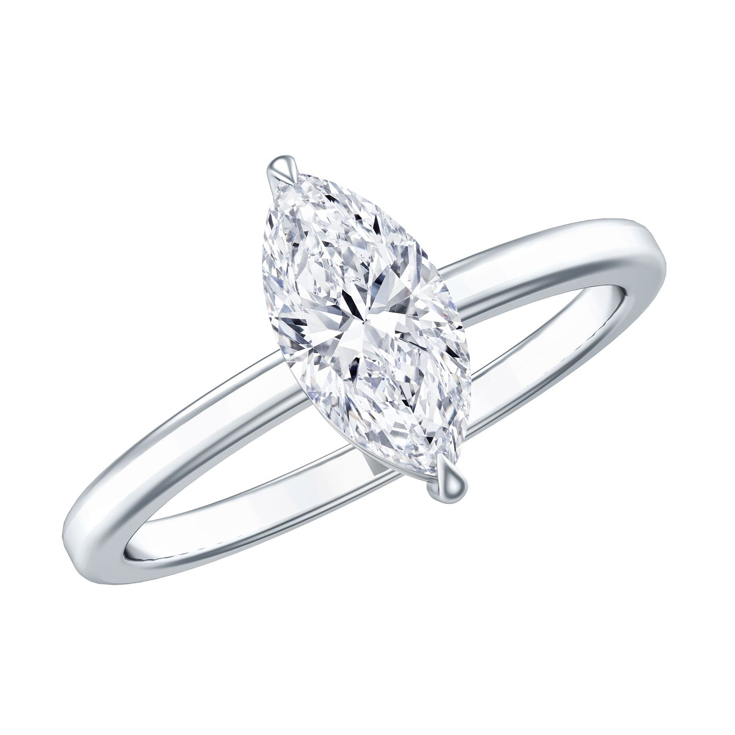 IGI Certified Lab Grown 1 Carat Diamond Marquise Engagement Ring Solitaire