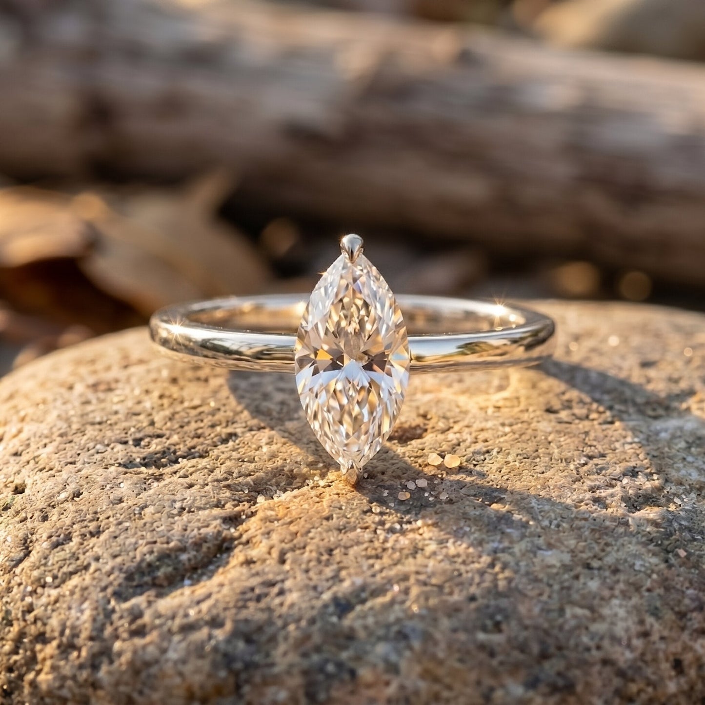 IGI Certified Lab Grown 1 Carat Diamond Marquise Engagement Ring Solitaire