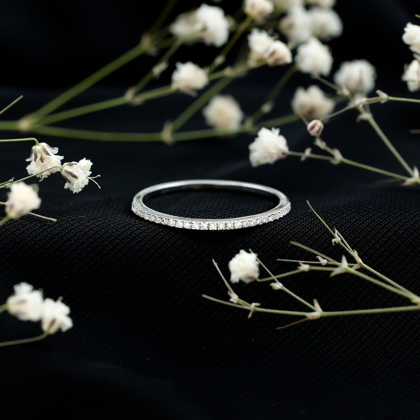 Certified Diamond Half Eternity Ring in Pave Setting