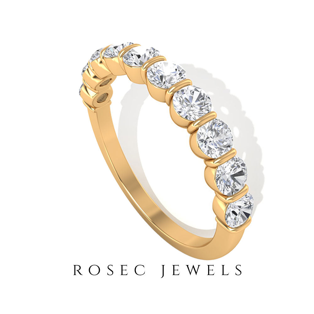 Natural Diamond Half Eternity Ring in Bar Setting