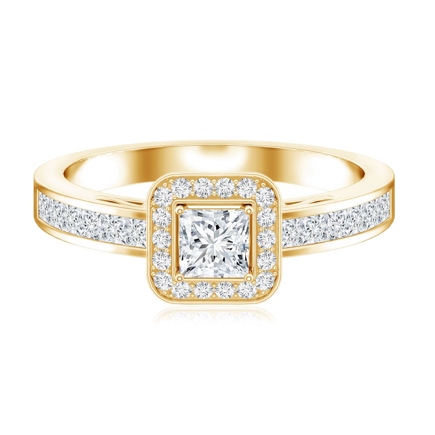 Lab Grown Diamond Princess Cut Engagement Ring with Halo