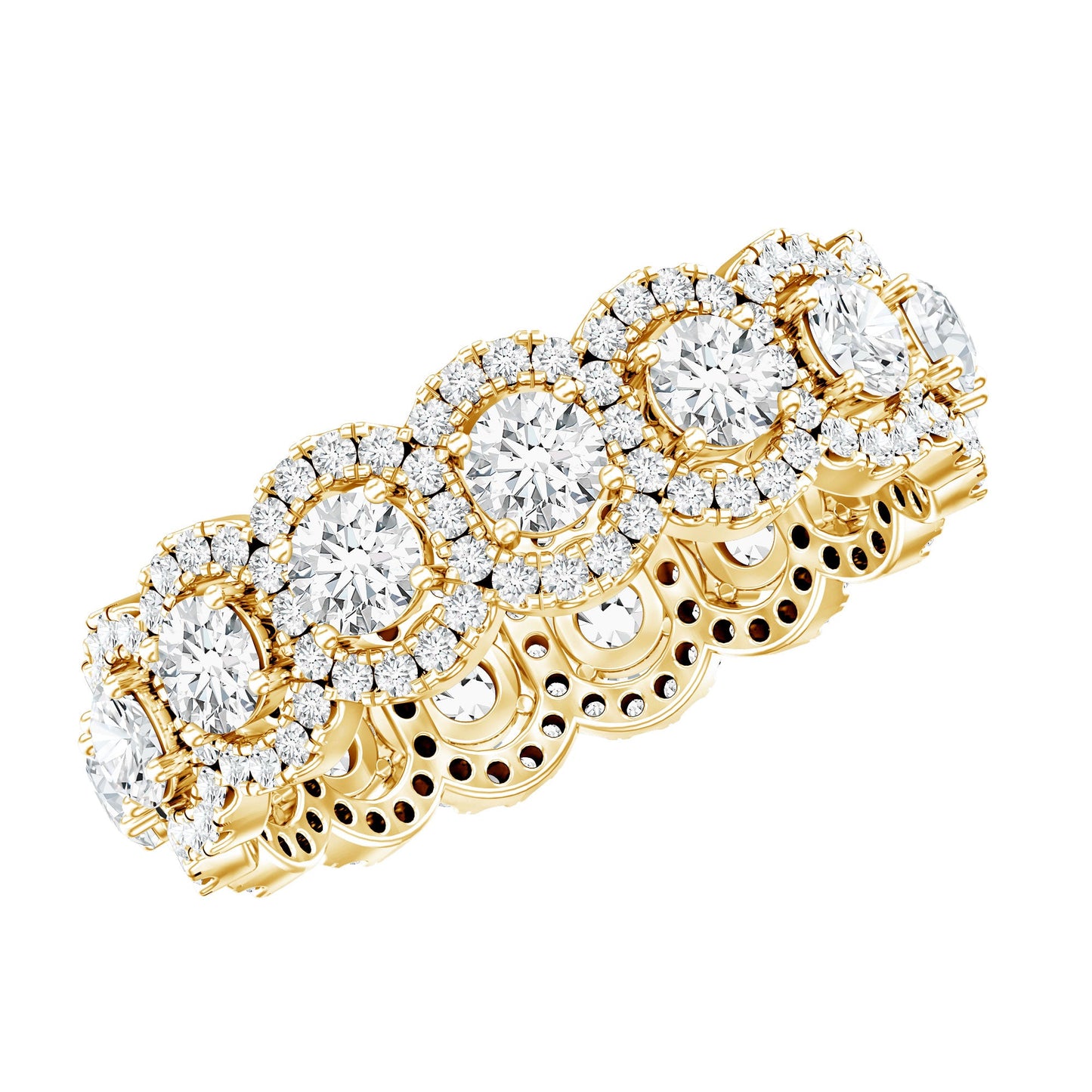 Certified Moissanite Statement Wedding Band for Women