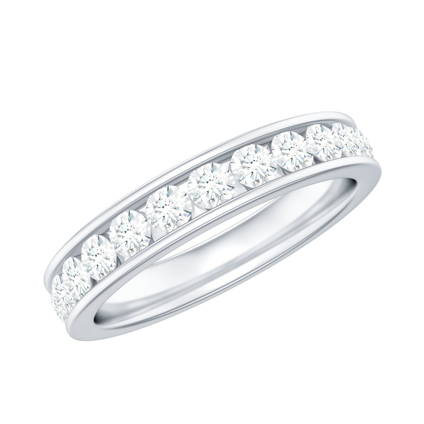 Channel Set Moissanite Eternity Band for women