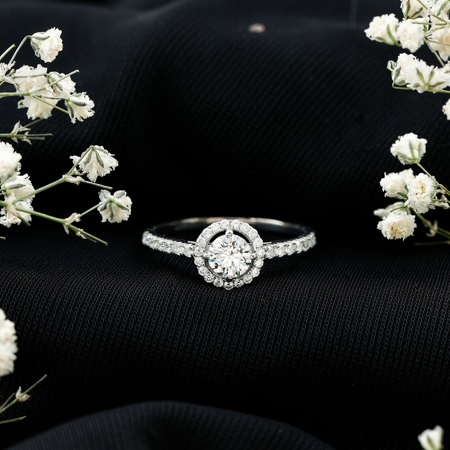 Brilliant Cut Moissanite Promise Ring With Certificate