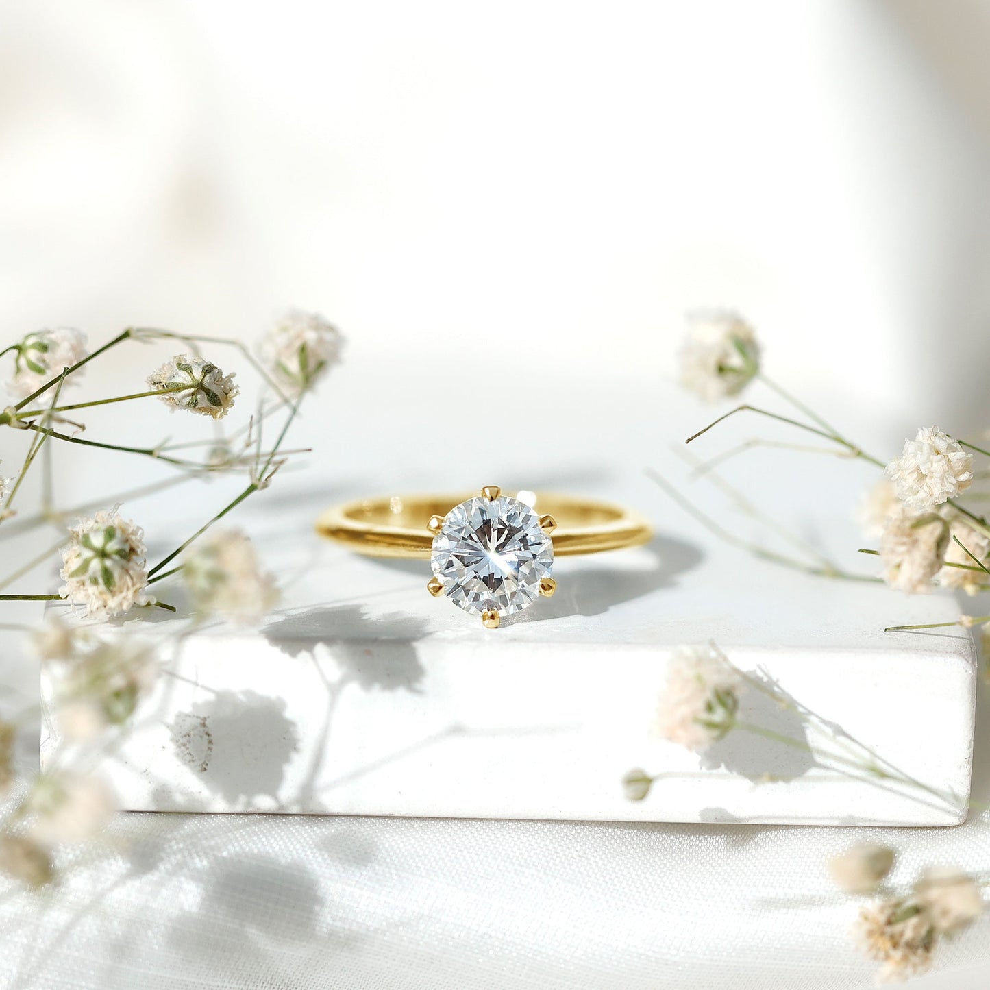 Brilliant Cut Solitaire Moissanite 2 CT Engagement Ring with Certificate