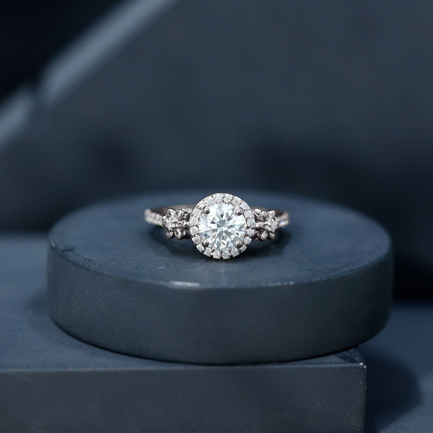 Certified 1.3 Carat Moissanite Floral Engagement Ring for Women
