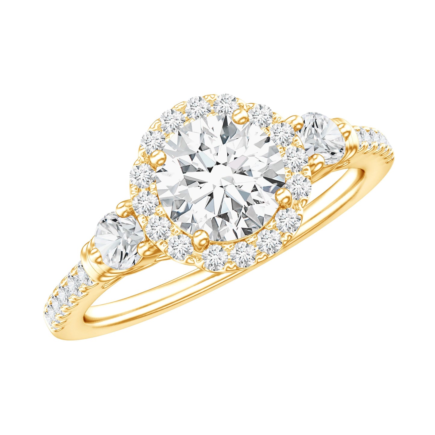 Moissanite Halo Engagement Ring for Her with Certificate
