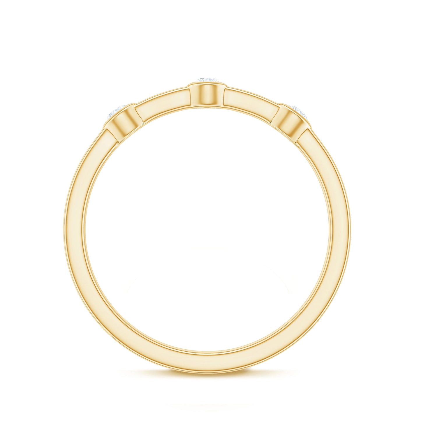 Certified Moissanite Three Stone Stackable Ring in Bezel Setting