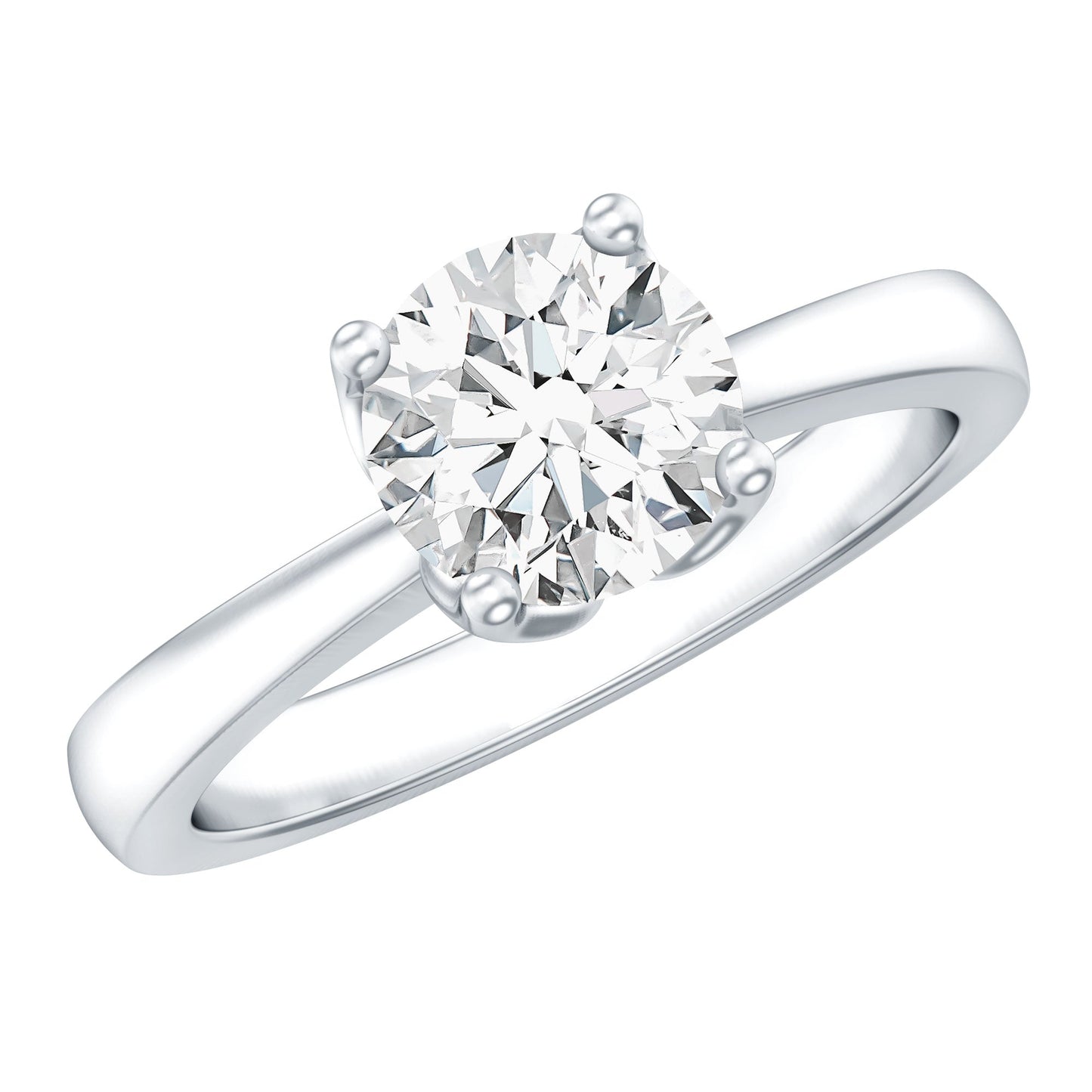 Petal Prong Set Round Moissanite Solitaire Engagement Ring