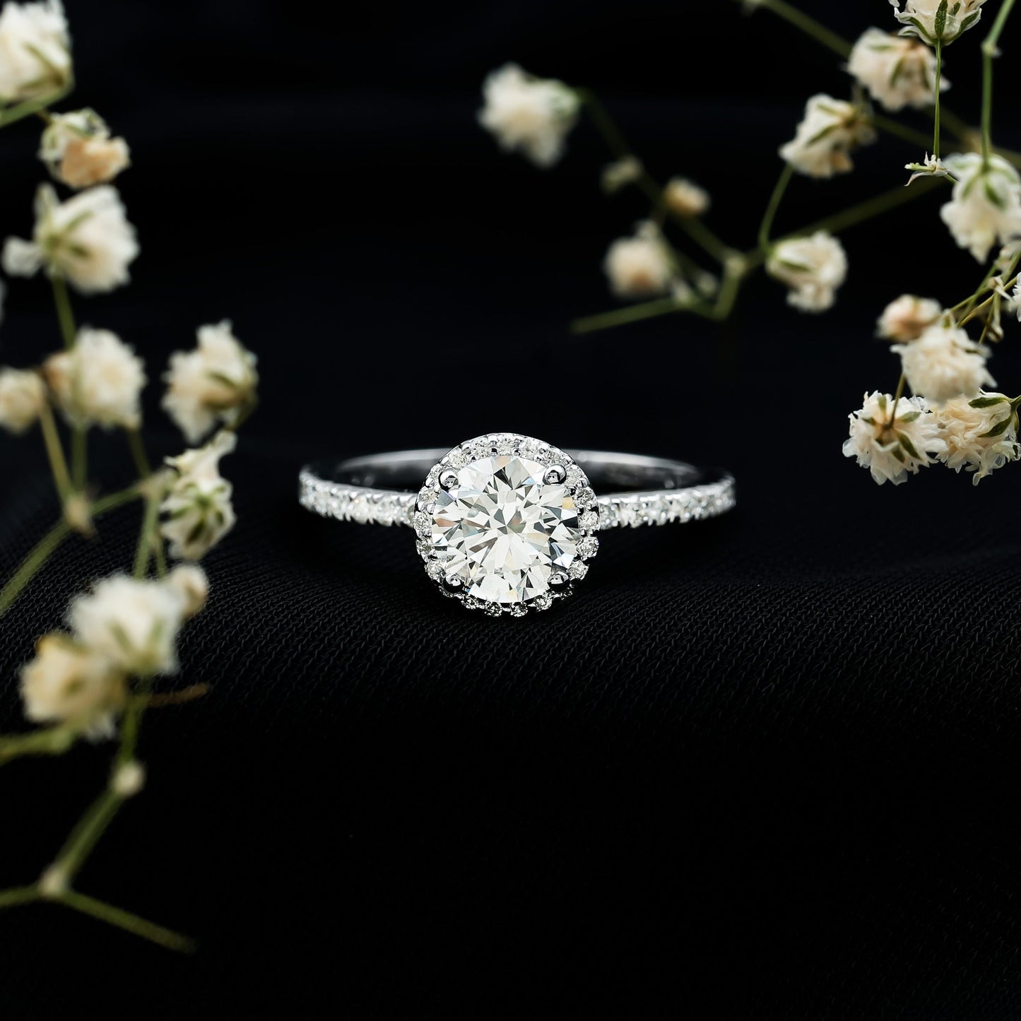 Certified Moissanite Halo Engagement Ring for Her