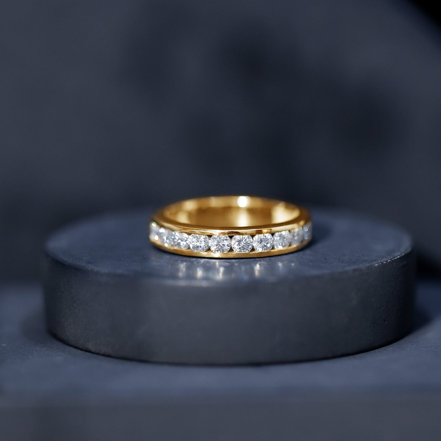 Channel Set Moissanite Half Eternity Band
