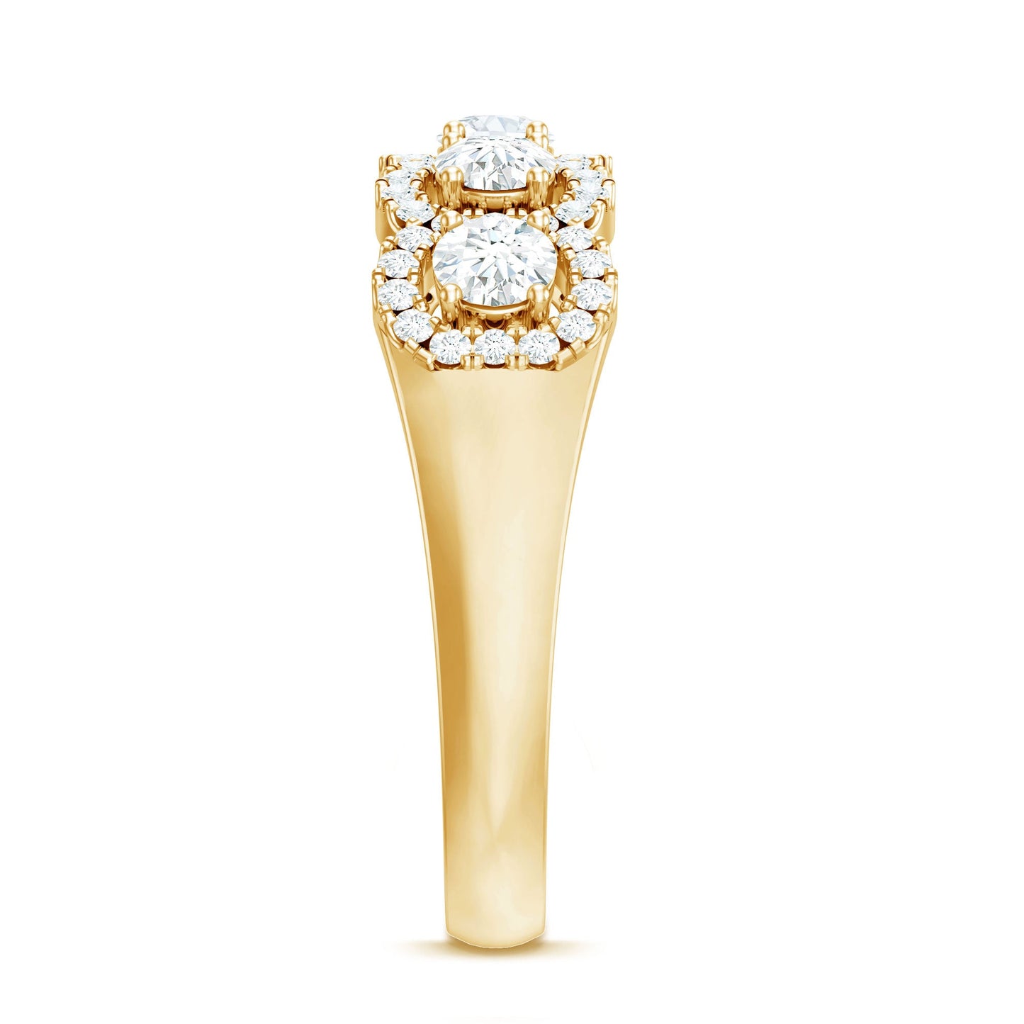 Round Cut Moissanite 5 Stone Anniversary Ring with Halo