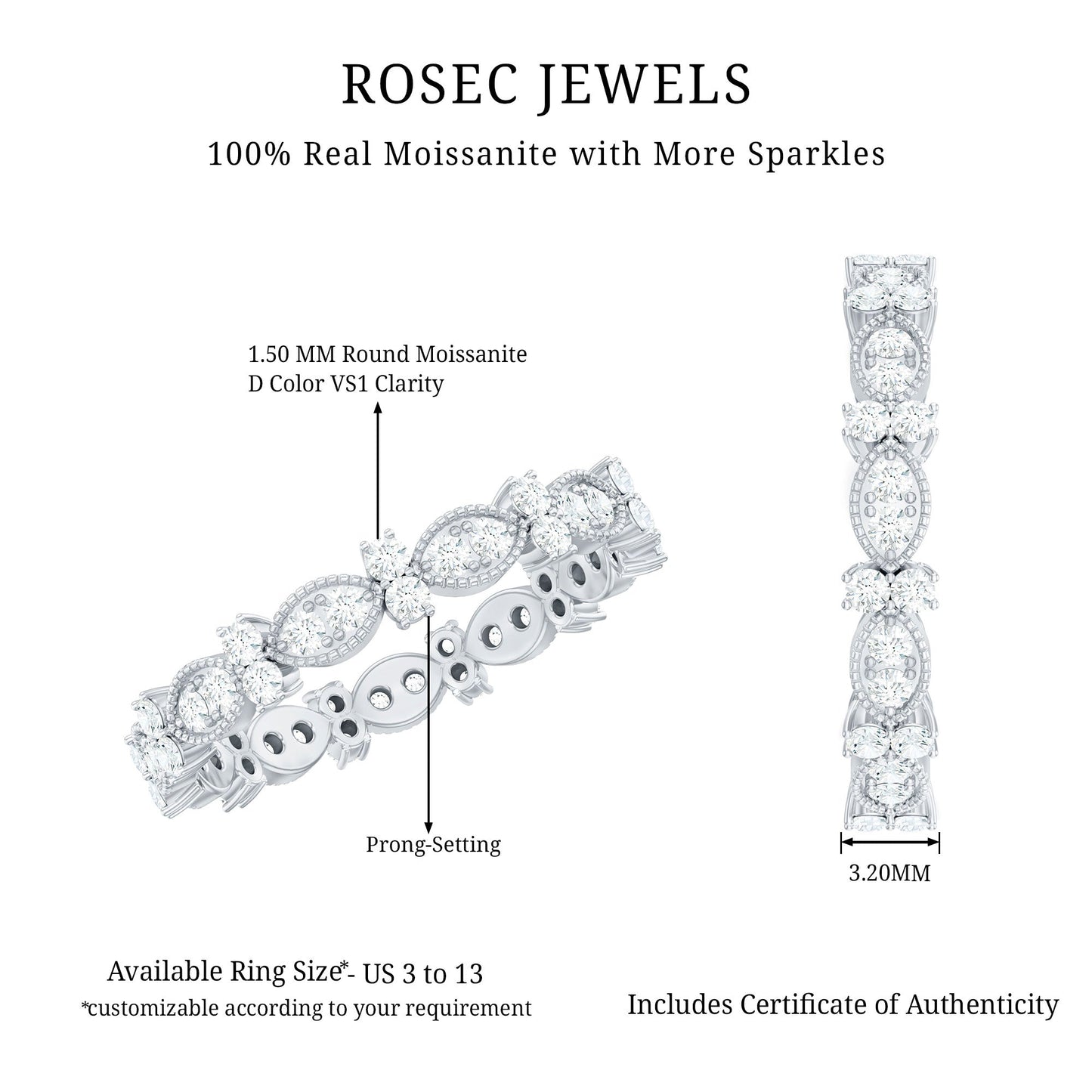 Designer Moissanite Eternity Ring for Women