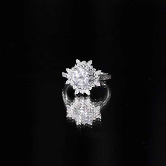 Certified Round Moissanite Halo Engagement Ring for Her