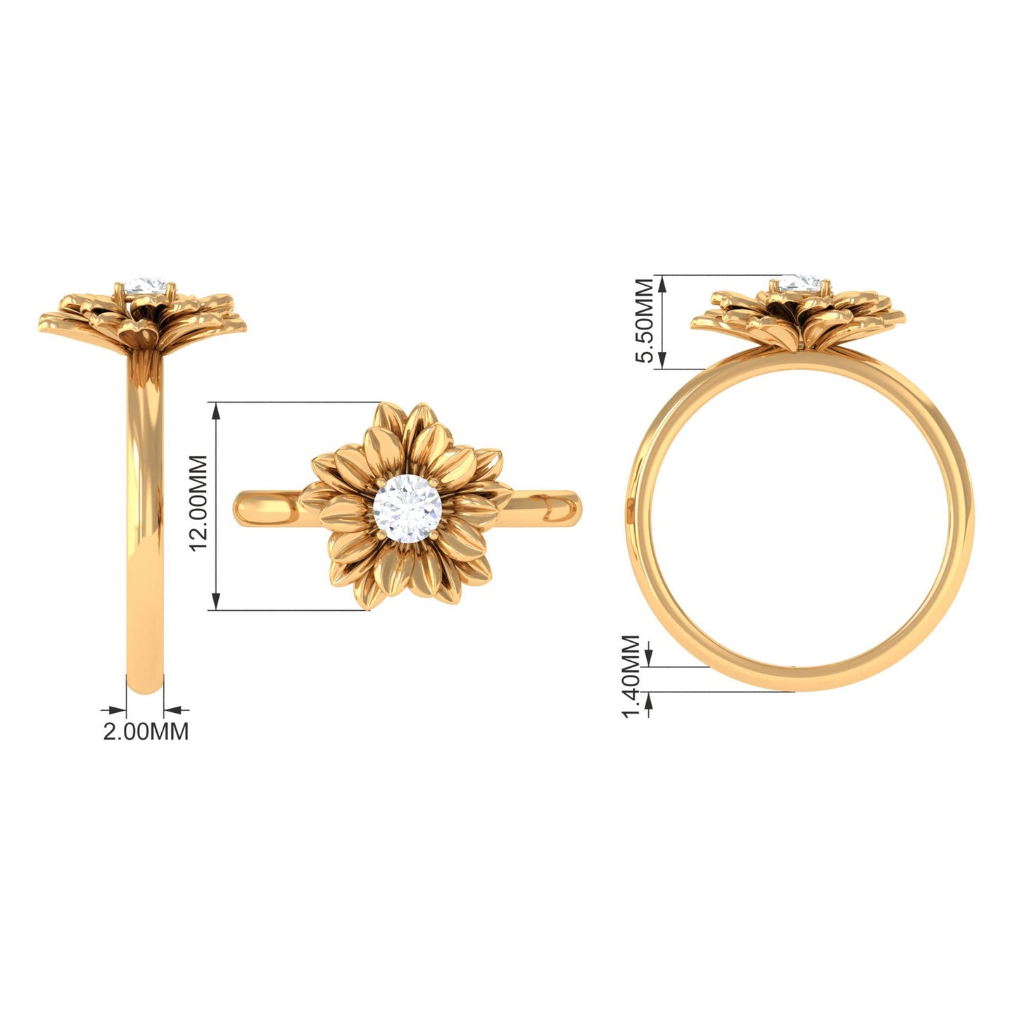 Certified Real Diamond Floral Engagement Ring