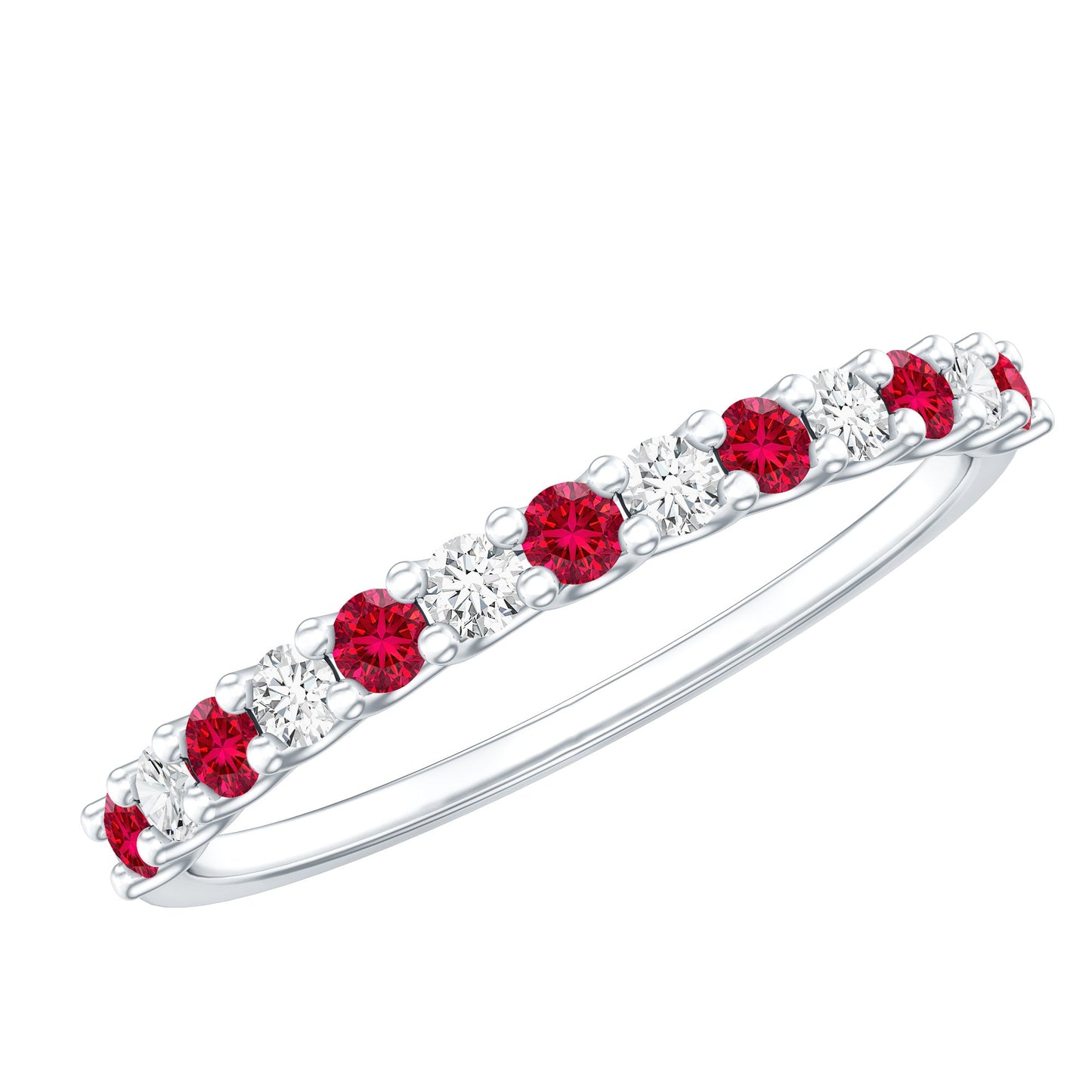 Lab Created Ruby and Diamond Stackable Band Ring