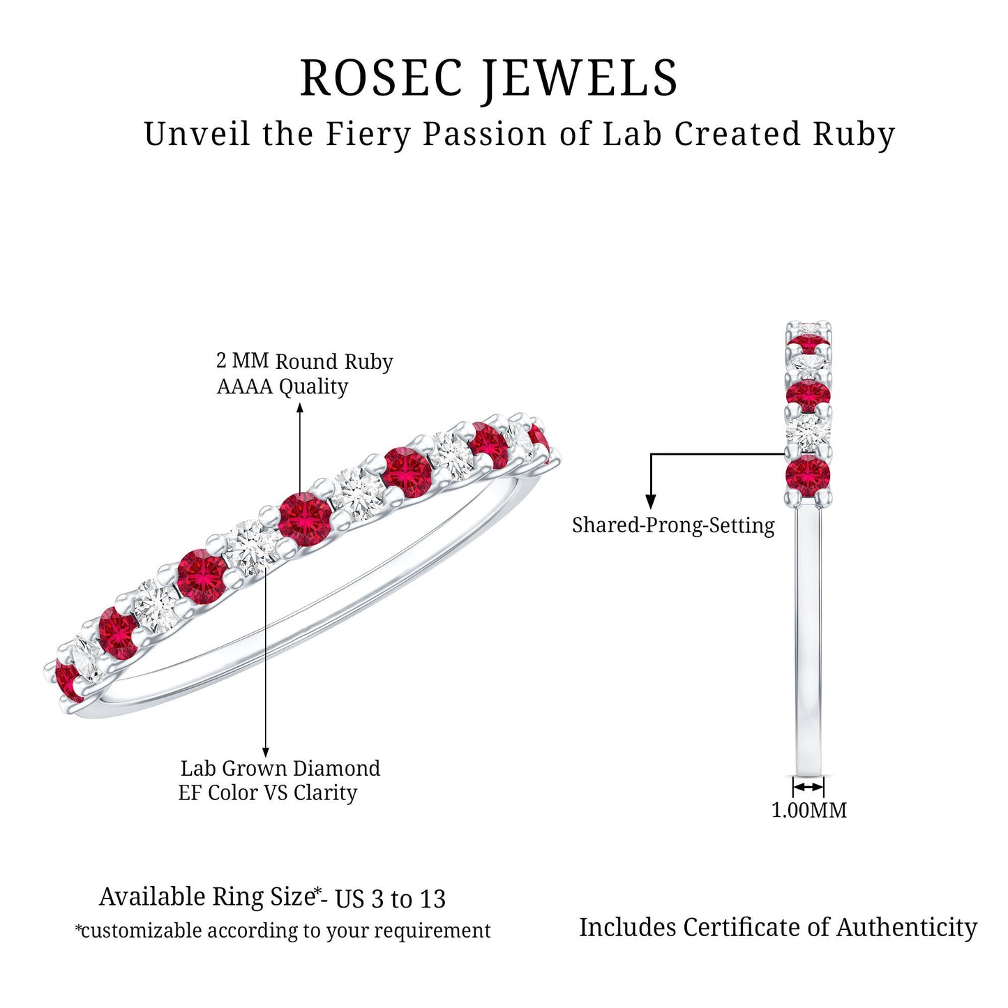 Lab Created Ruby and Diamond Stackable Band Ring