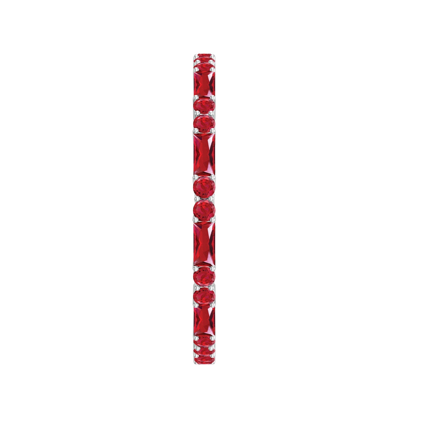 Baguette and Round Lab Created Ruby Eternity Ring