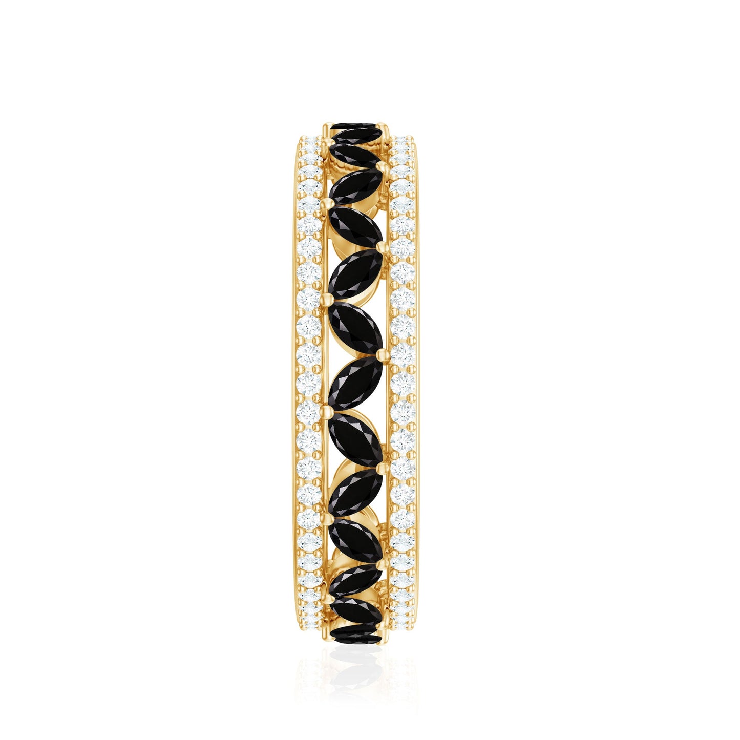 Certified Lab Grown Black Diamond Wedding Band Ring with Moissanite