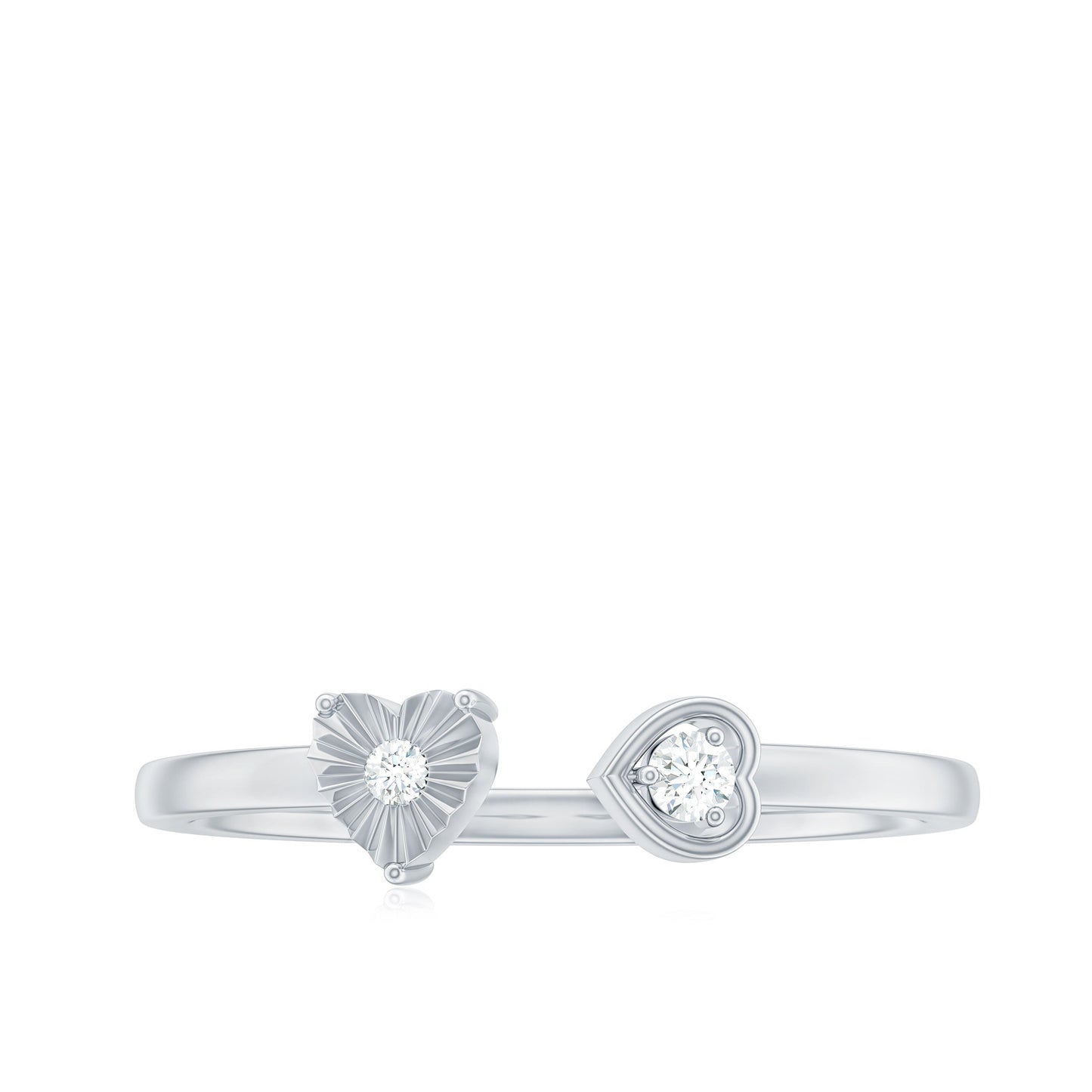 Certified Real Diamond Heart Promise Ring in Cuff Style