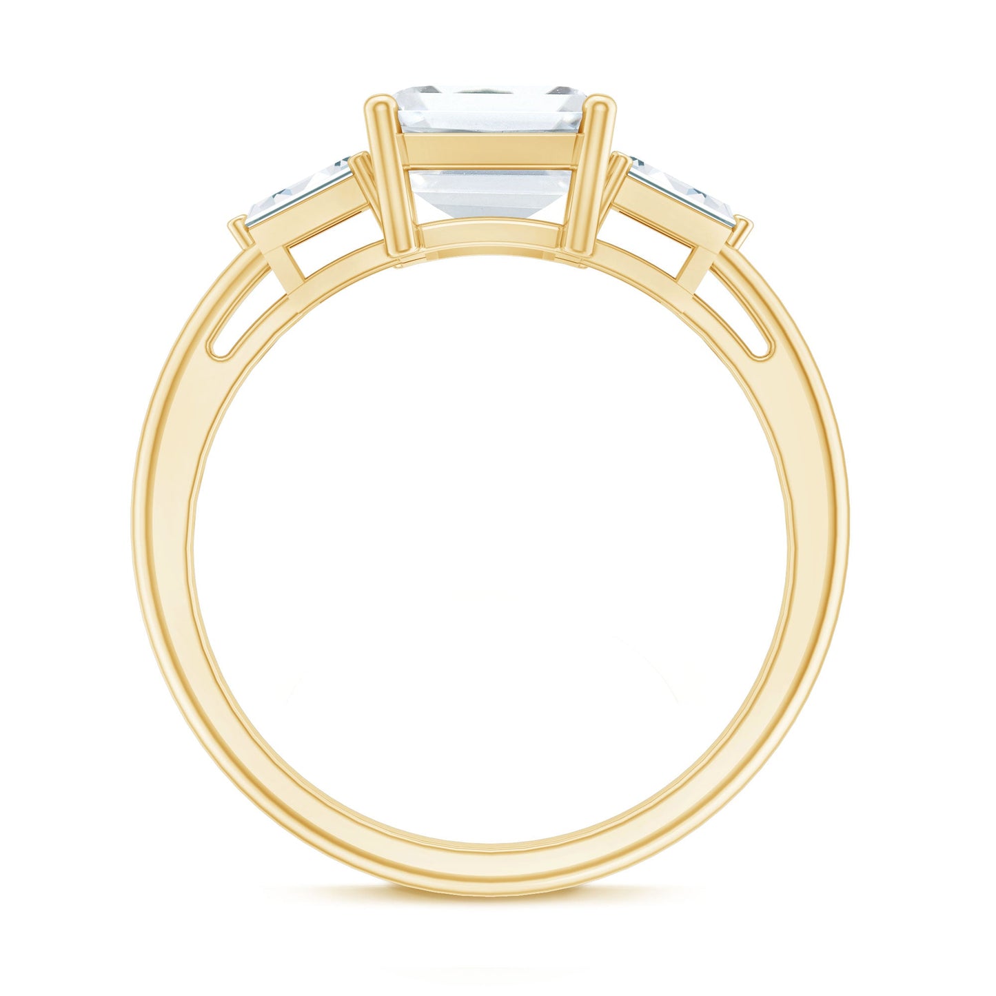 Solitaire Moissanite Emerald Cut Engagement Ring with Certificate