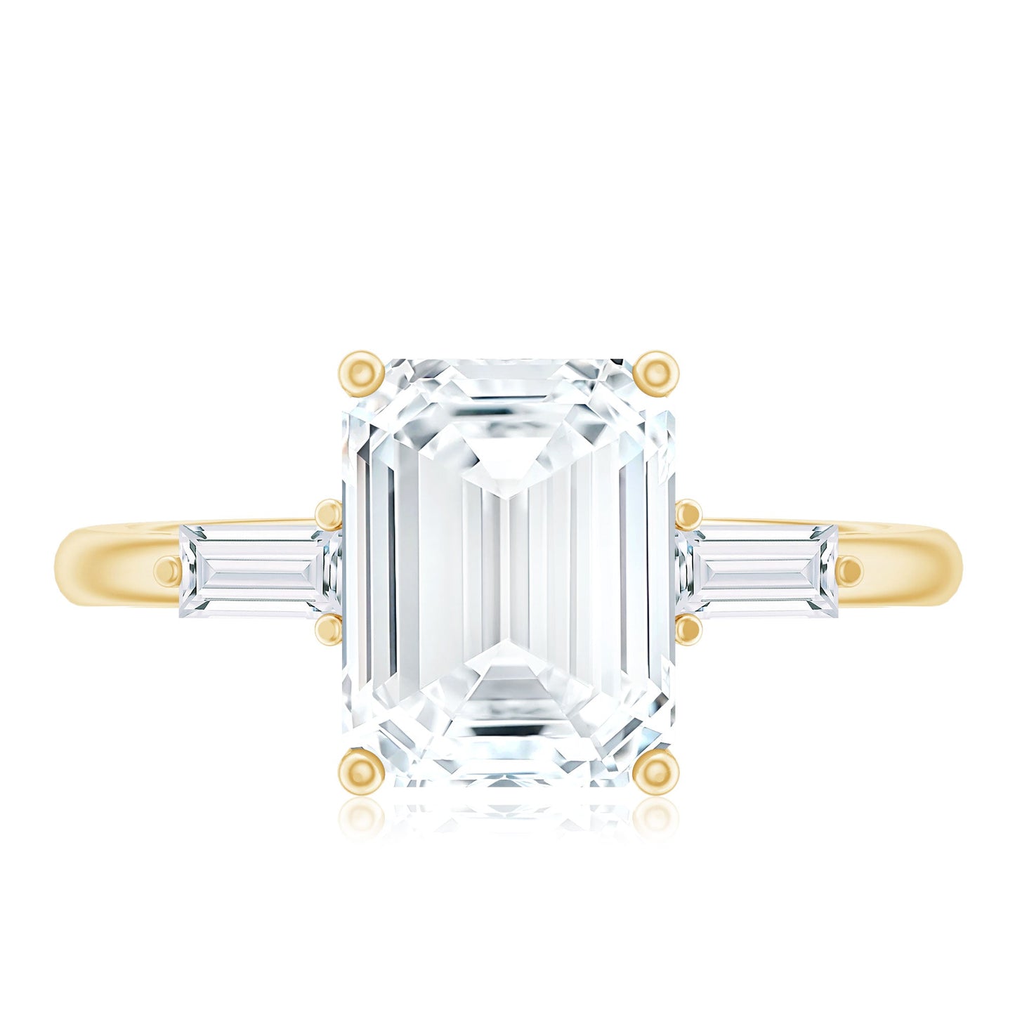 Solitaire Moissanite Emerald Cut Engagement Ring with Certificate