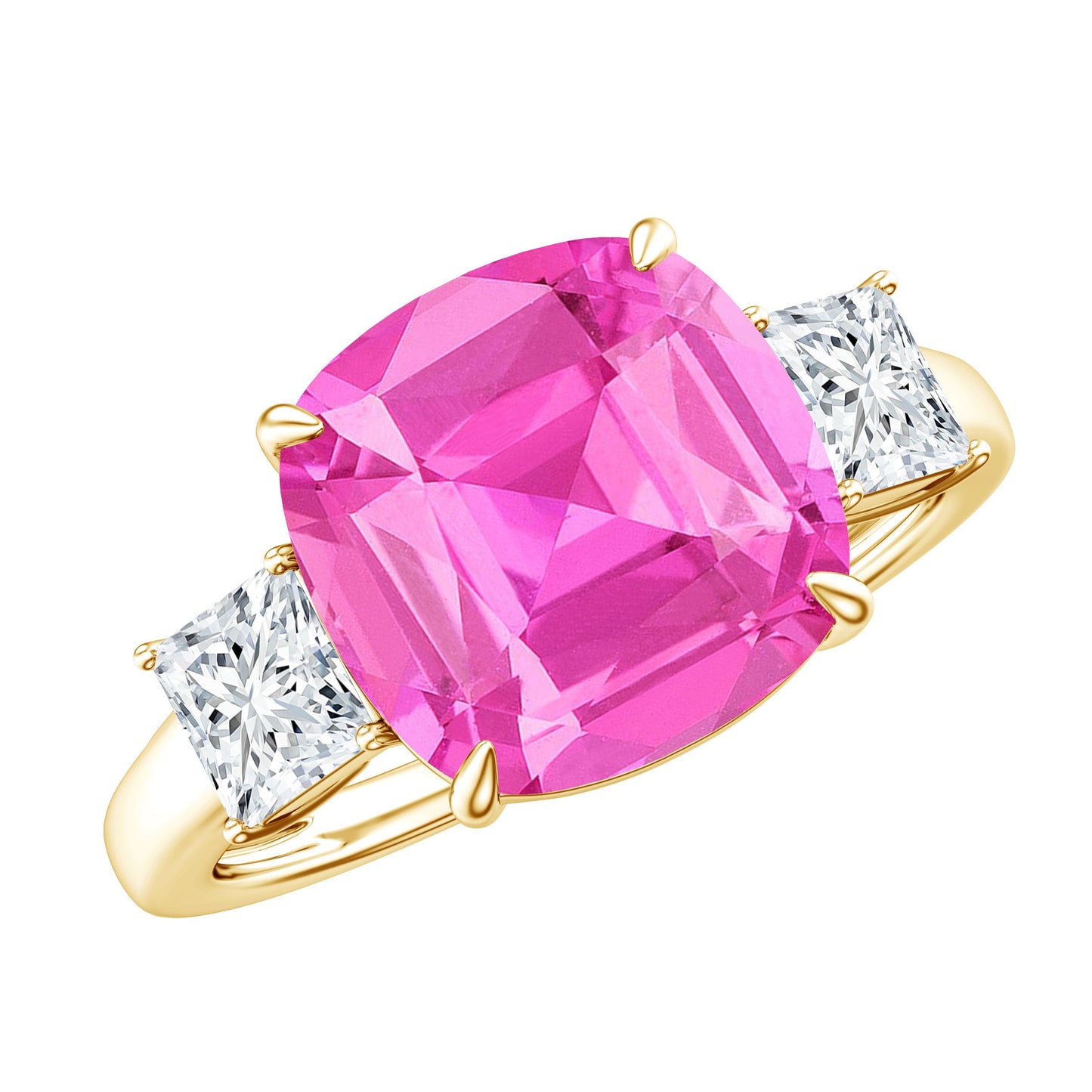 Lab Created Pink Sapphire Statement Engagement Ring with Moissanite