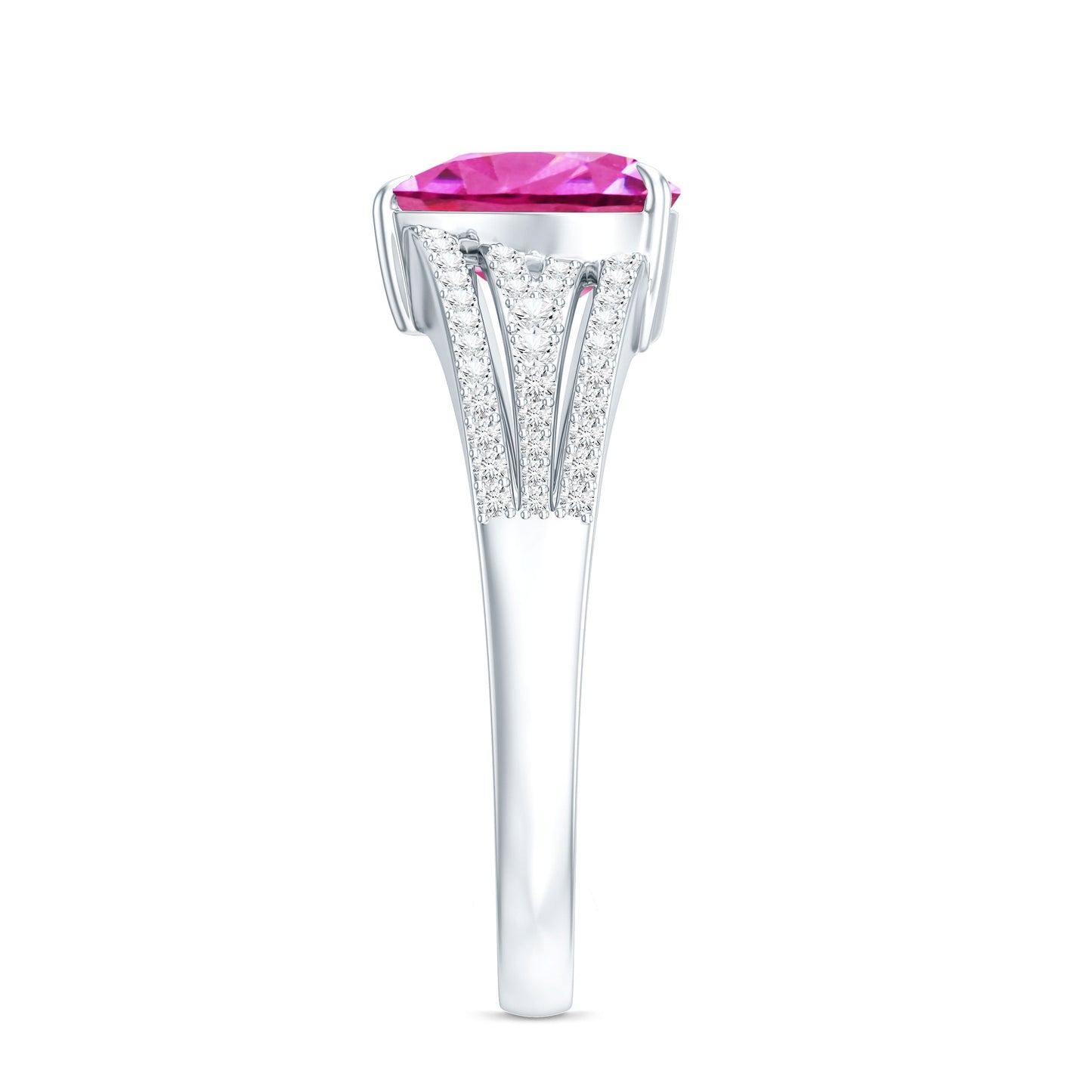2 Carat Lab Created Pink Sapphire Heart Engagement Ring with Diamond