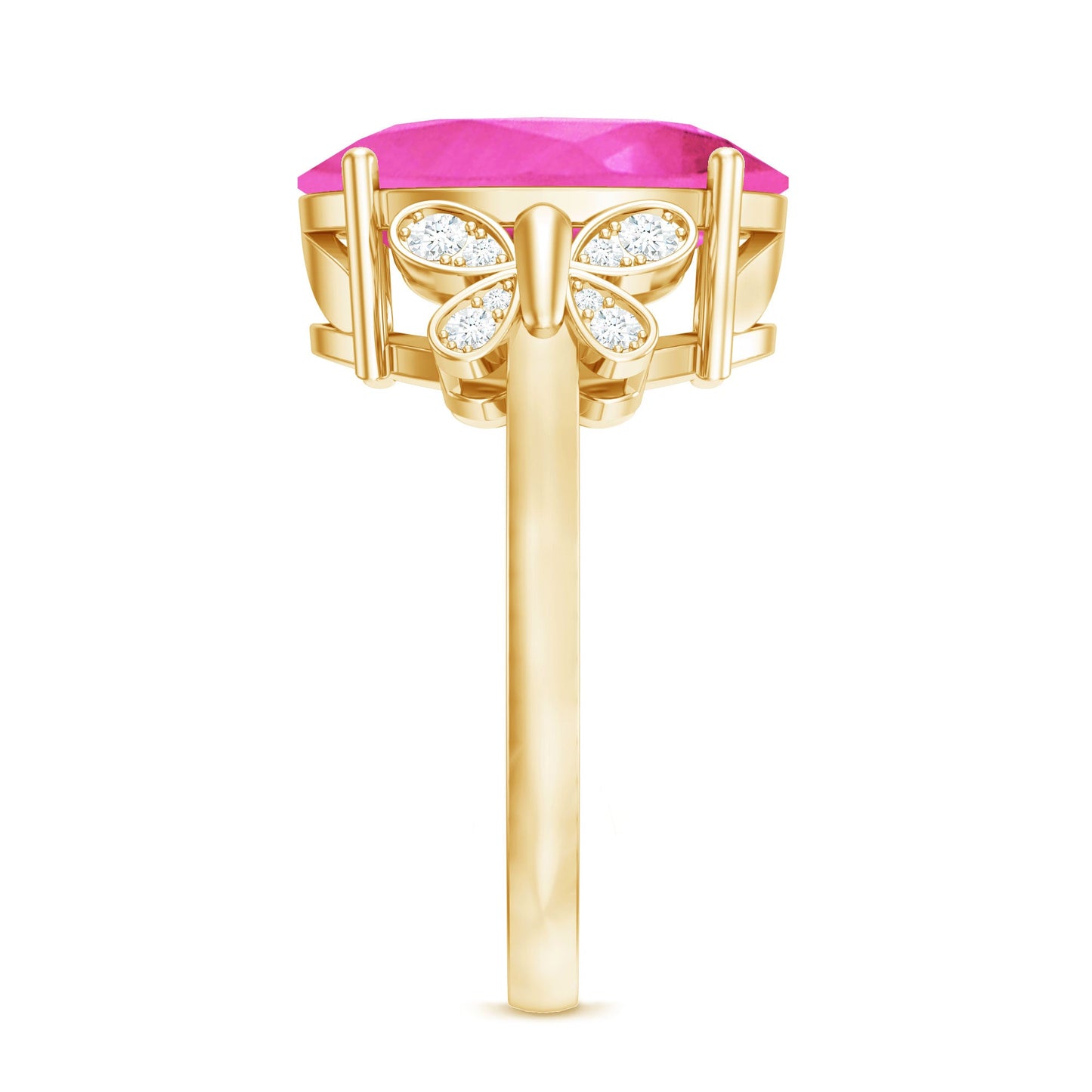 Created Pink Sapphire Oval Engagement Ring with Diamond