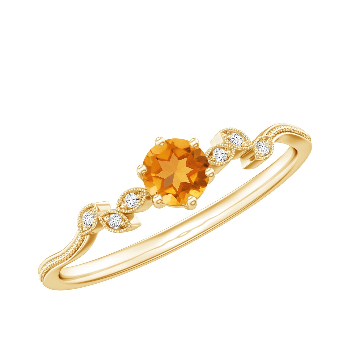 Nature Inspired Citrine and Diamond Proposal Ring for Her