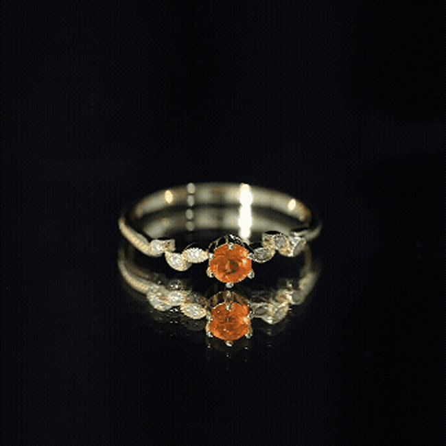 Minimalist Fire Opal and Diamond Promise Ring for Women