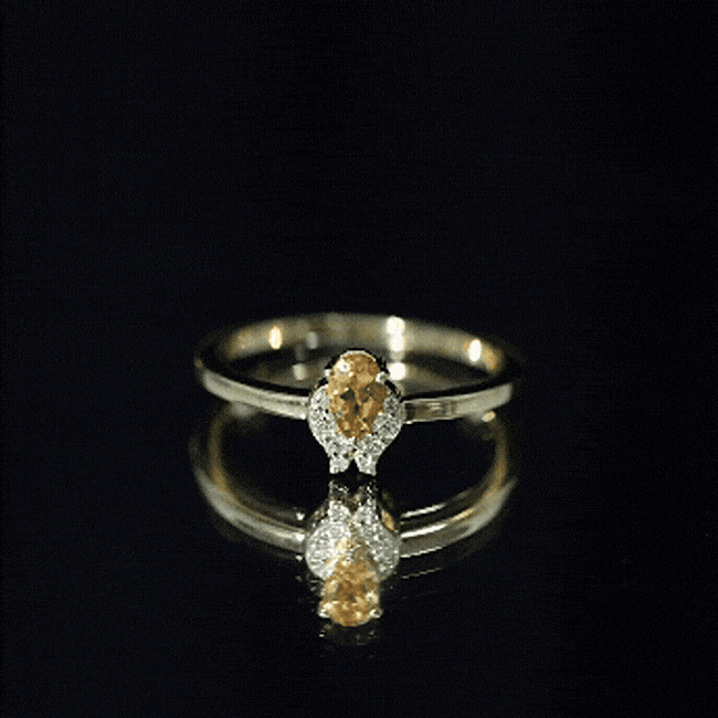 Minimalist Citrine and Diamond Promise Ring for Her in Silver