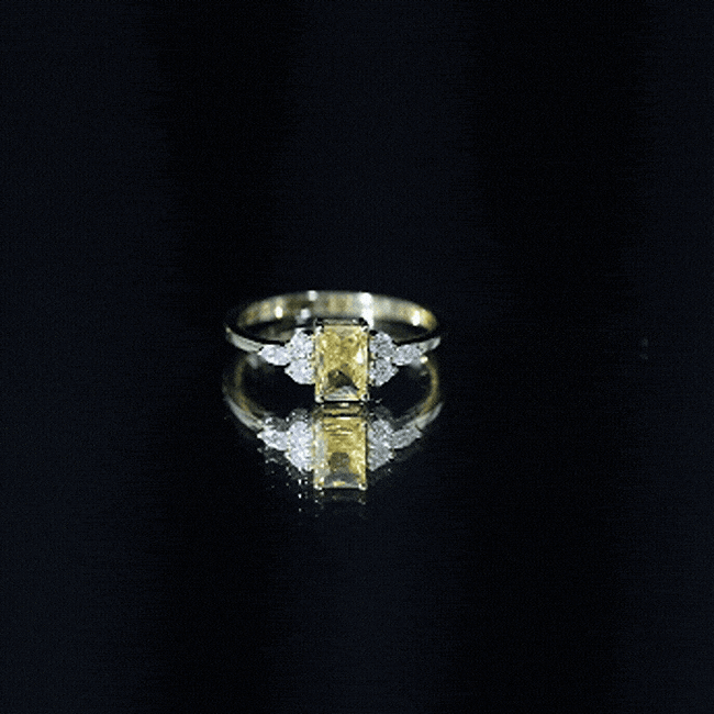 0.75 Carat Emerald Cut Lab Created Yellow Sapphire Promise Engagement Ring